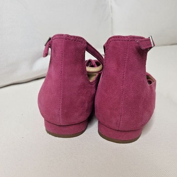 Talbots Pink Edison Kid Suede Strappy Flats - Picture 4 of 7
